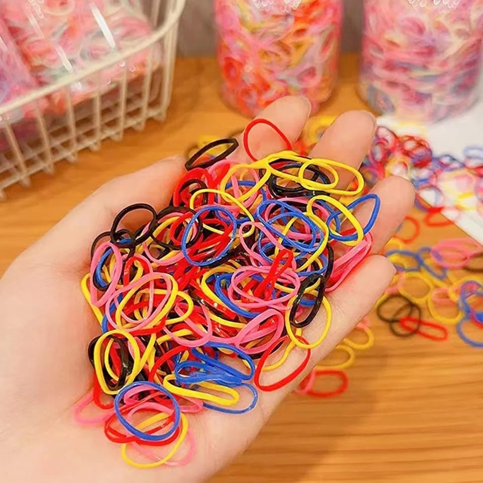 (LOLI-JKT)AK-07 KARET RAMBUT ANAK ELASTIS WARNA HITAM DAN MIX COLLOR SATU CUP = 1000PCS