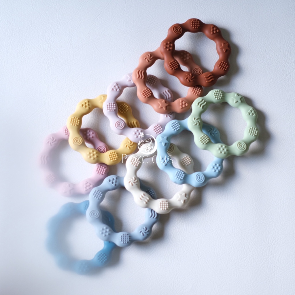 Precious Premium Silicone Teether Ring | Mainan Gigitan Bayi BPA FREE | Teether Silicone Ring | Mainan Gigitan Bayi Bulat | Mainan Gigitan Bayi Donut