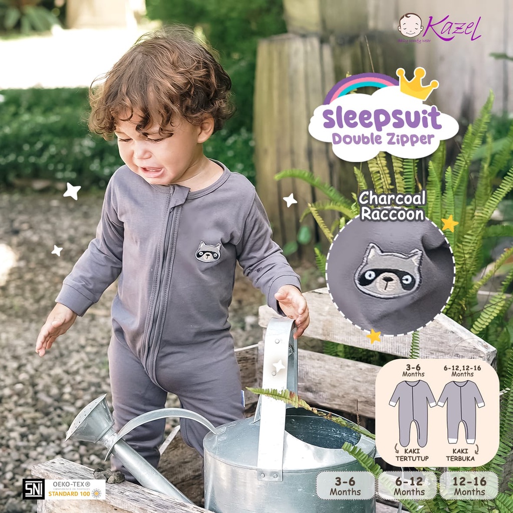 Kazel Sleepsuit Bordir Buka Kaki - Sleepsuit Unisex