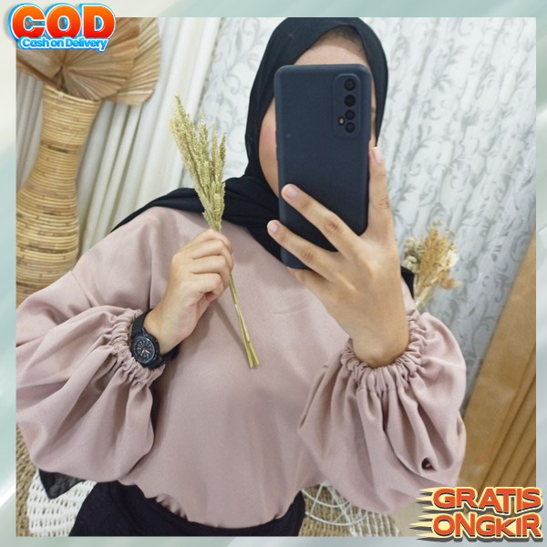 Pakaian Wanita Basic Dewasa Keneja Cewe Simple Krmeja Fashion Wnita Hem Korean Style Pakean Kondanga