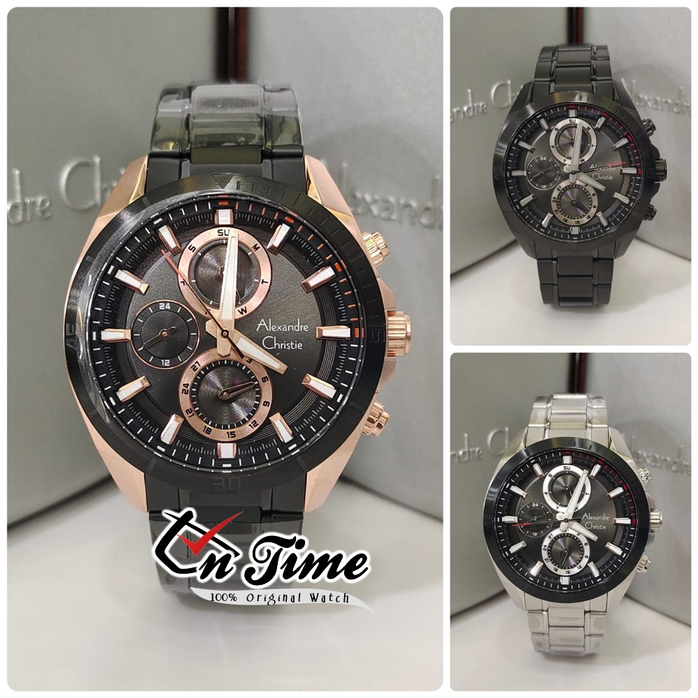 Jam Tangan Alexandre Christie AC 6581 MF Pria Stainless Original