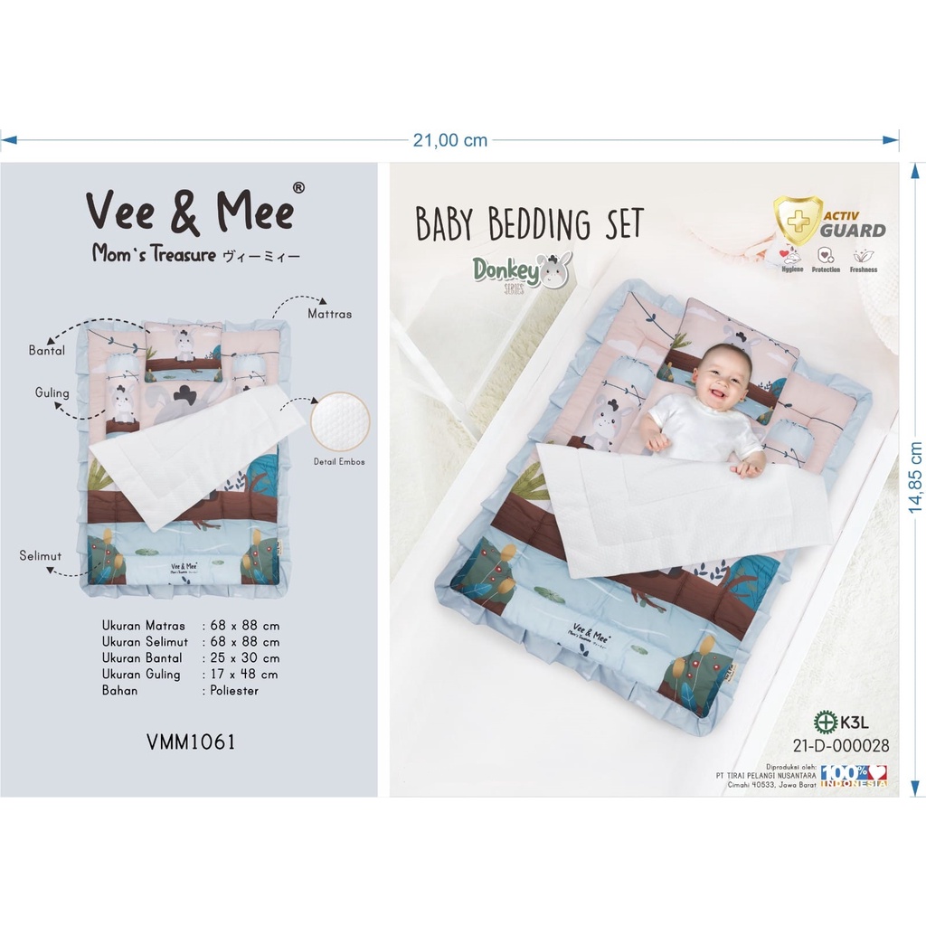 [2 kg] Vee &amp; Mee Matras Baby Bedding Set Donkey Series - VMM 1061