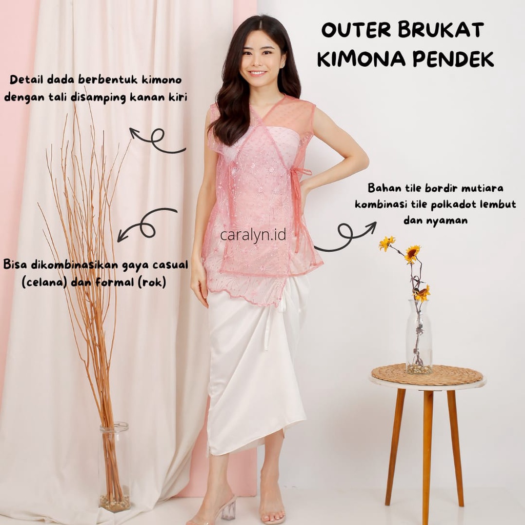 OUTER KIMONA PENDEK OUTER BRUKAT KONDANGAN TANPA LENGAN