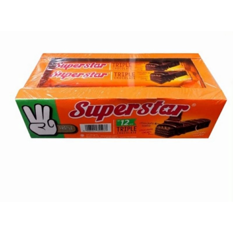 

Superstar wafer cokelat triple chocolate isi 12 pcs x 16 gr