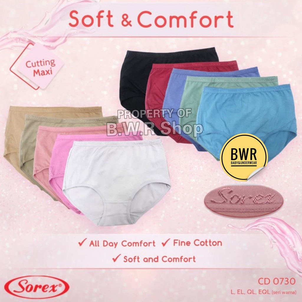 CD Sorex 0730 Basic Maxi / Celana Dalam Wanita Soft &amp; Comfort Warna Polos | Bwr