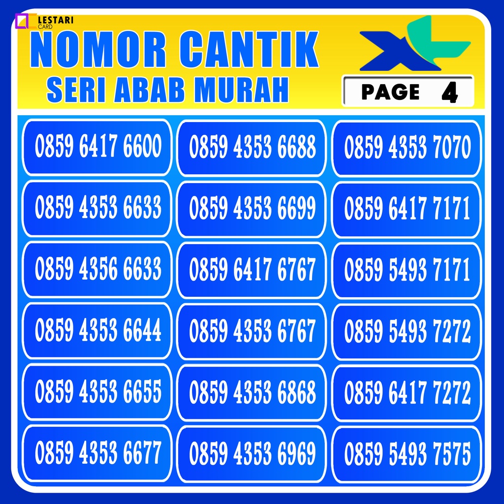 Kartu Perdana Nomor Cantik XL Rapih Murah