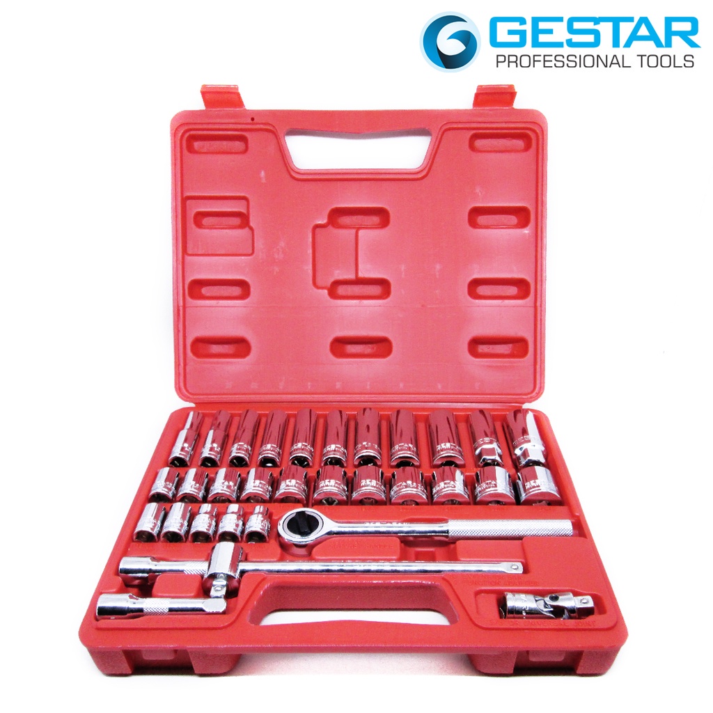 GESTAR/CROSSMAN-Set Kunci Shock 3/8" Drive Metric (12 pt) Socket Set - 32Pc