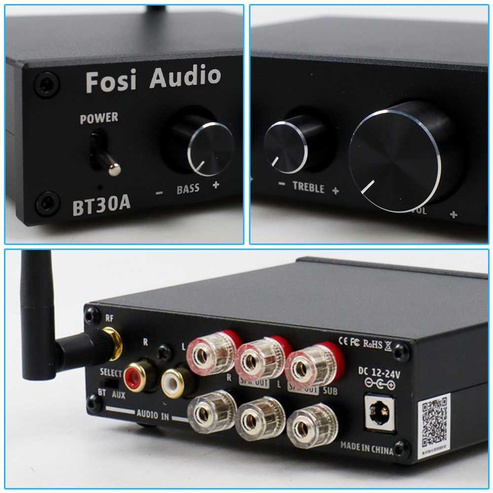 Fosi Audio Bluetooth Amplifier HiFi 2.1 50Wx2 + 100W TPA3116D2 - BT30A - Black
