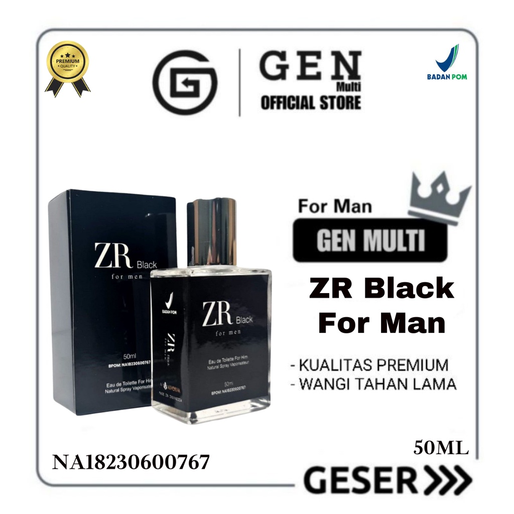 GEN - [BPOM] Parfum ZR Black For Man 50ml Premium / Parfum ZR Black 50ml / Minyak Wangi For Man 50ml