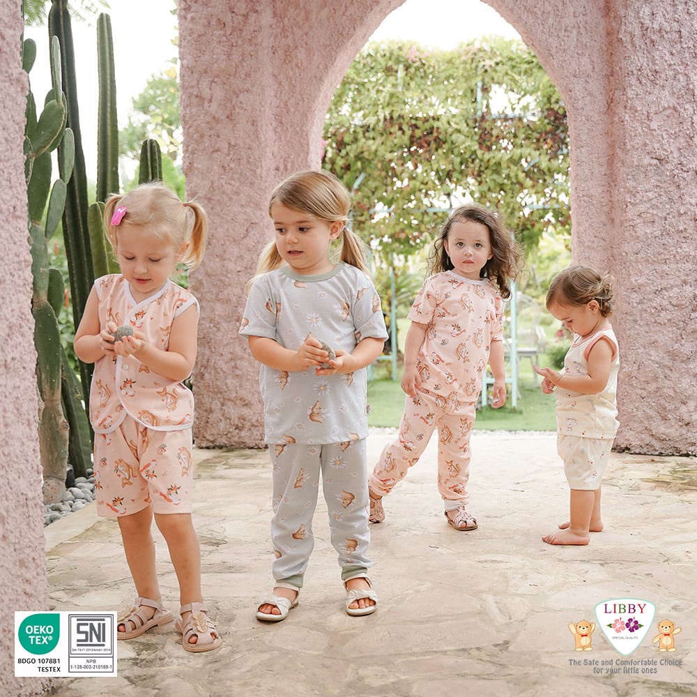 Libby Setelan Oblong Pendek Panjang Motif  BEN VOYAGE/BABY COLLECTION/SUMMER GAMES (kancing pundak) - Libby baju bayi Hello Sunshine - Best Seller Libby setelan pendek panjang/Libby The Enchanted Wild