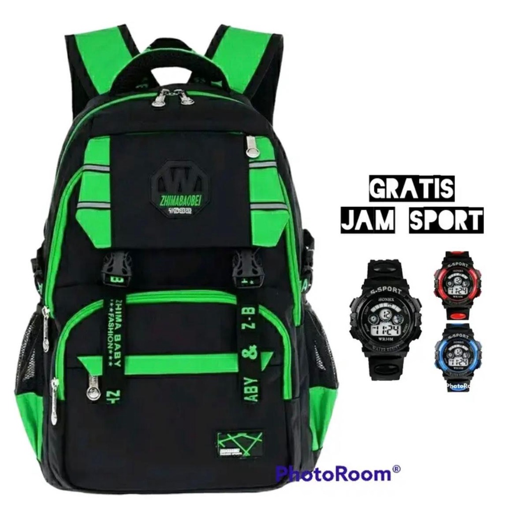 TS STORE - Tas Sekolah Anak SD SMP SMA Sportbag Free Jam Tangan Tas Ransel Laki Laki Perempuan Terbaru Pria Wanita Dewasa Kekinian Distro Premium COD
