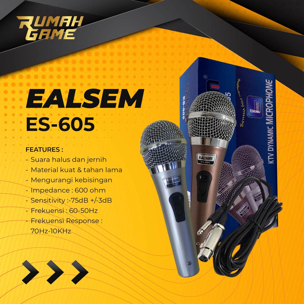 EALSEM Mic Dynamic ES-605 KTV Dynamic Microphone
