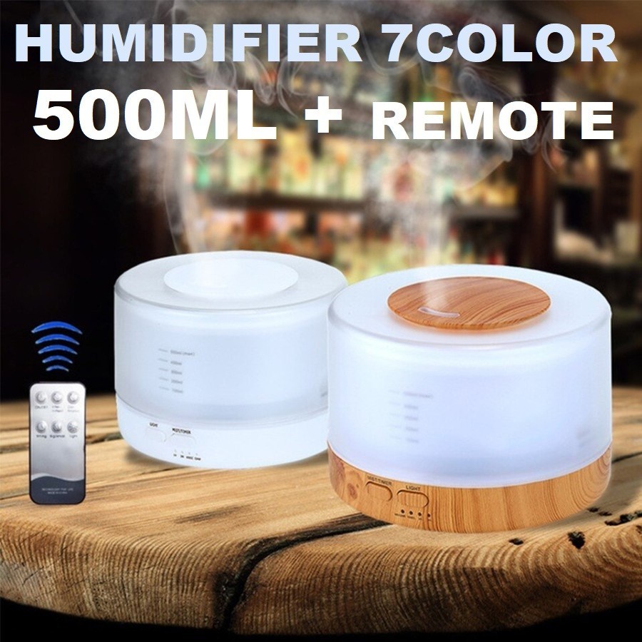 Air Humidifier Aromatherapy Diffuser 500ml 7 Warna + Remote