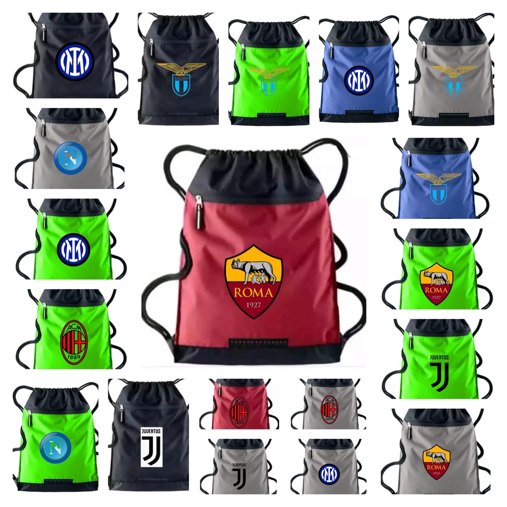 Tas Serut Pria string bag waterproof liga Italia - tas serut anak sekolah ransel Anti Air Olahraga Bola | stringbag unisex dewasa bola shoe shoes