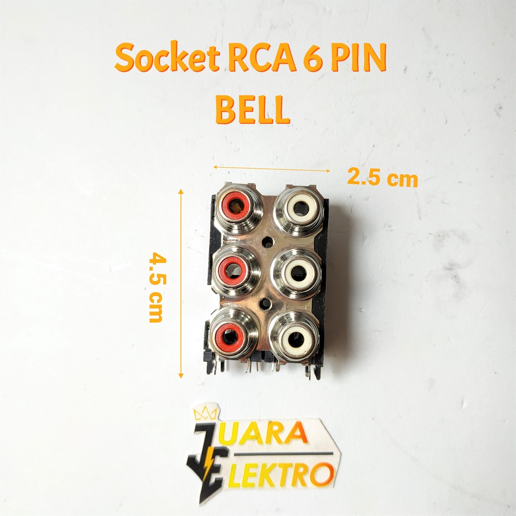 Socket RCA 6 PIN Bell | Papan Socket / Lubang Socket Input RCA 6 PIN Bell-Terminal RCA