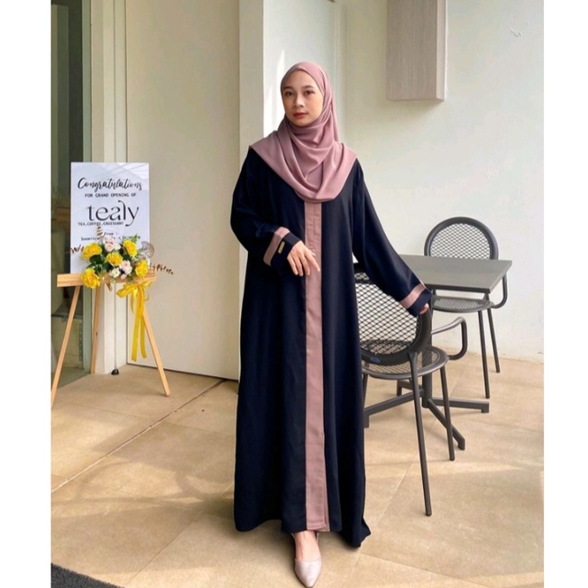 [PROMO  TERLARIS] ABAYA GAMIS POLOS TERBARU KEKINIAN//GAMIS ABAYA MOTIF LIST KOMBINASI WARNA MODEL T
