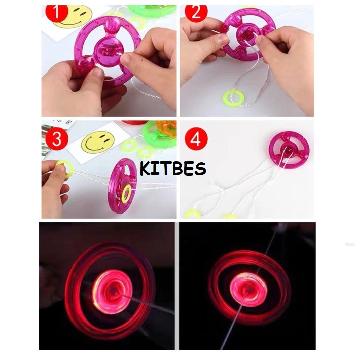 Gangsing Tarik LED Mainan Gasing Jantra Tarik LED Plastik / Gangsing Mainan Jadul Tradisional / Main