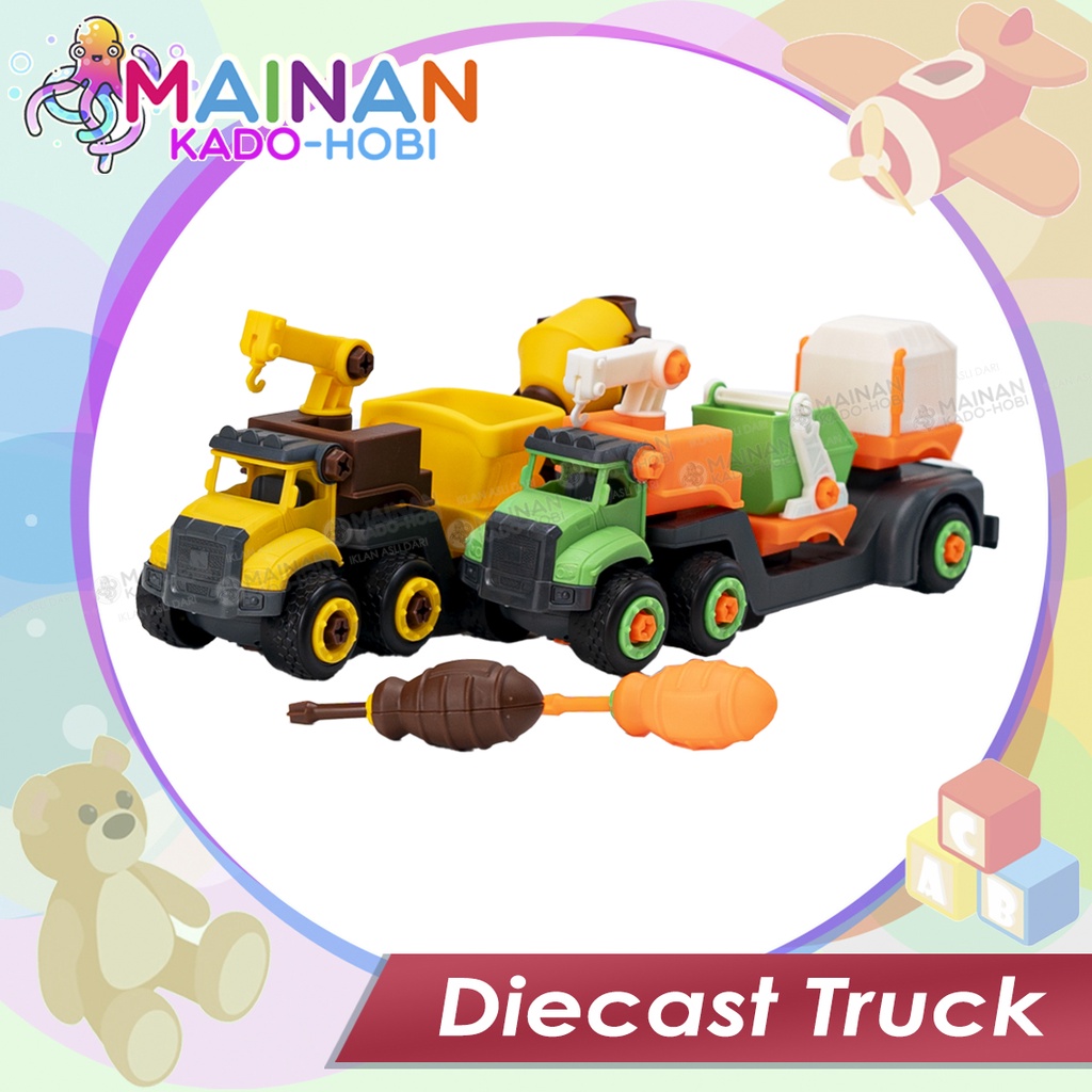 MAINAN ANAK LAKI DIECAST MINIATUR TRUCK SEMEN KONSTRUKSI EXCAVATOR