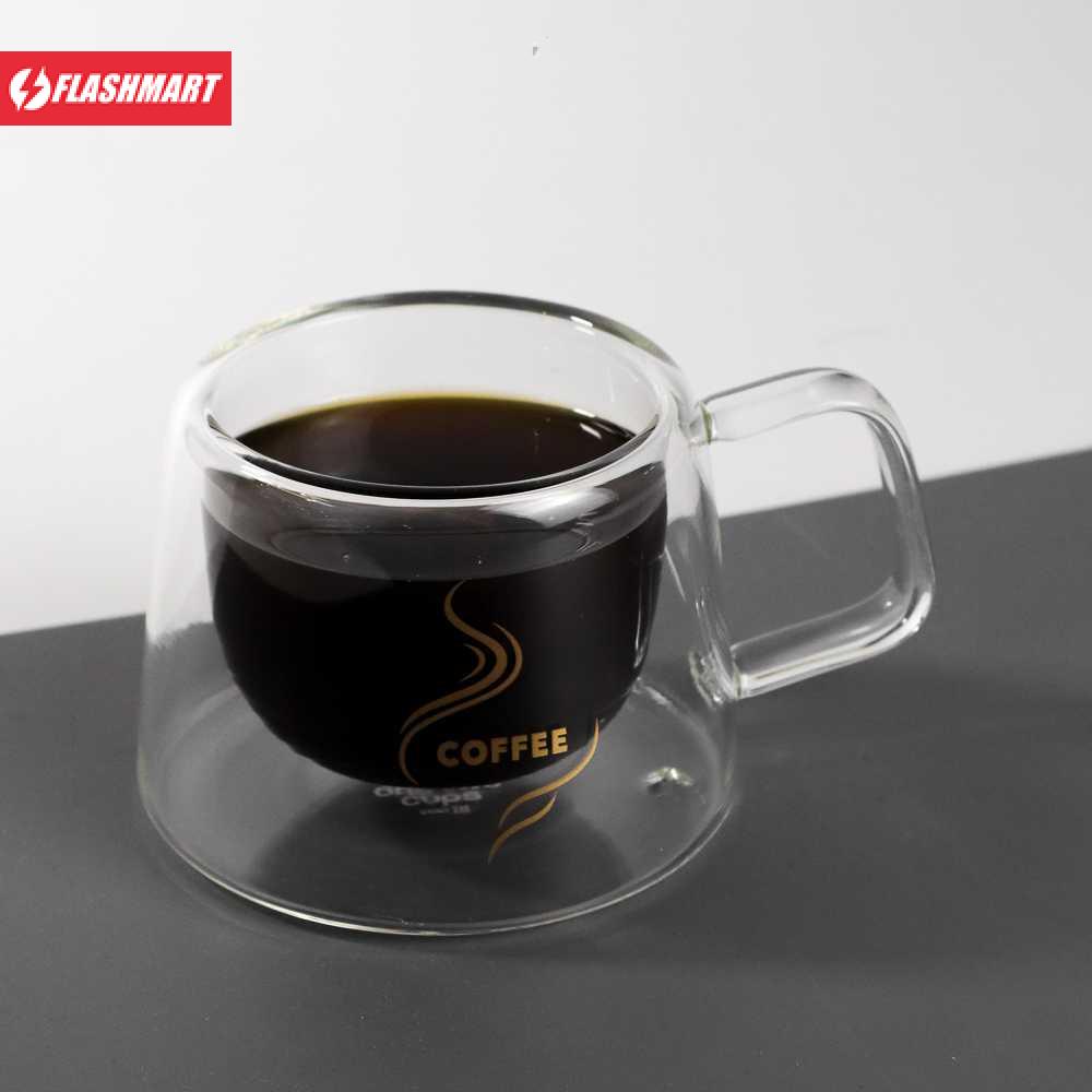 Flashmart Cangkir Kopi Anti Panas Double Wall Glass 200ml - DOME240