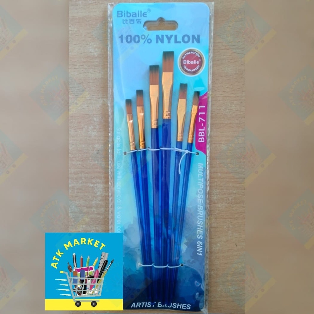 

Paint Brush / Set Kuas Lukis / Flat Square Brush SET 6 BBL711