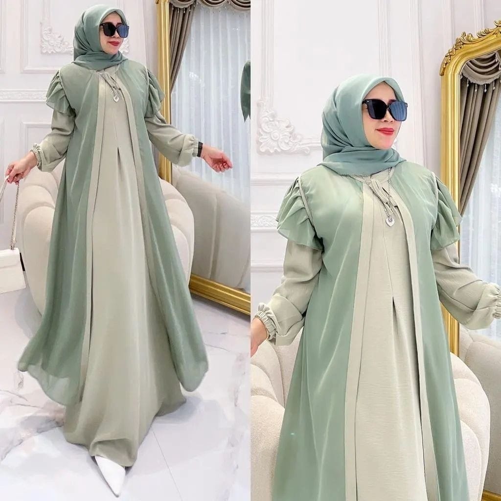 Gamis Pesta Model Terbaru Kekinian Viral 2023 Dress Muslim Wanita Gamis Satin Kristal Kondangan Mewa