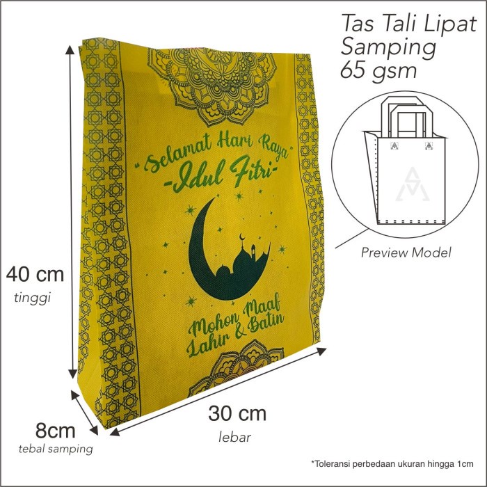 

Tas Parcel Lebaran Goodie Bag Idul Fitri Kemasan Bingkisan Lebaran - kuning 30x40