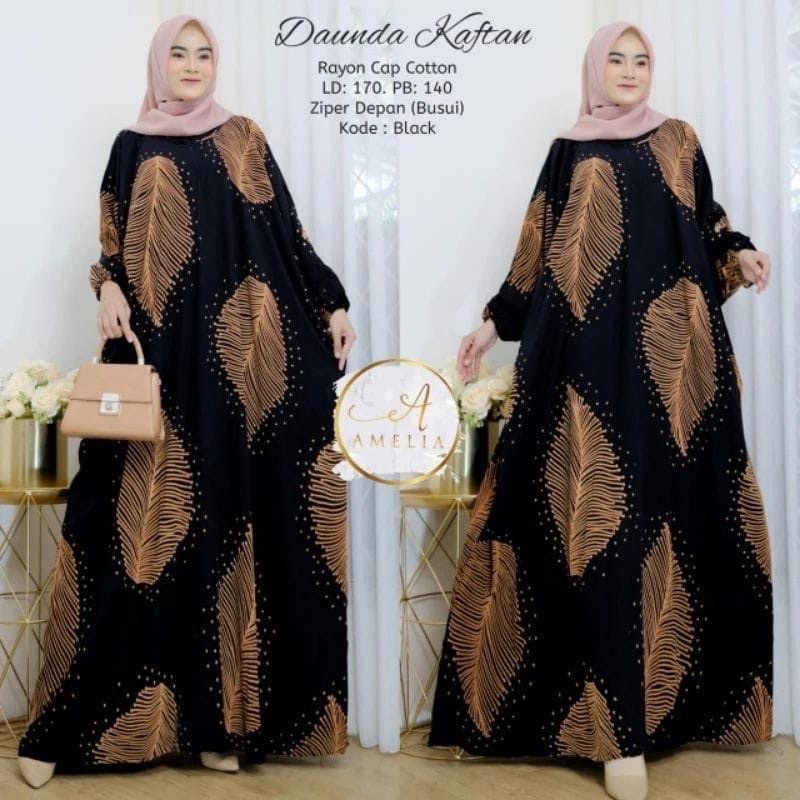 MELAN KAFTAN DAUNDA KAFTAN SUPER RAYON JUMBO PREMIUN TERBARU