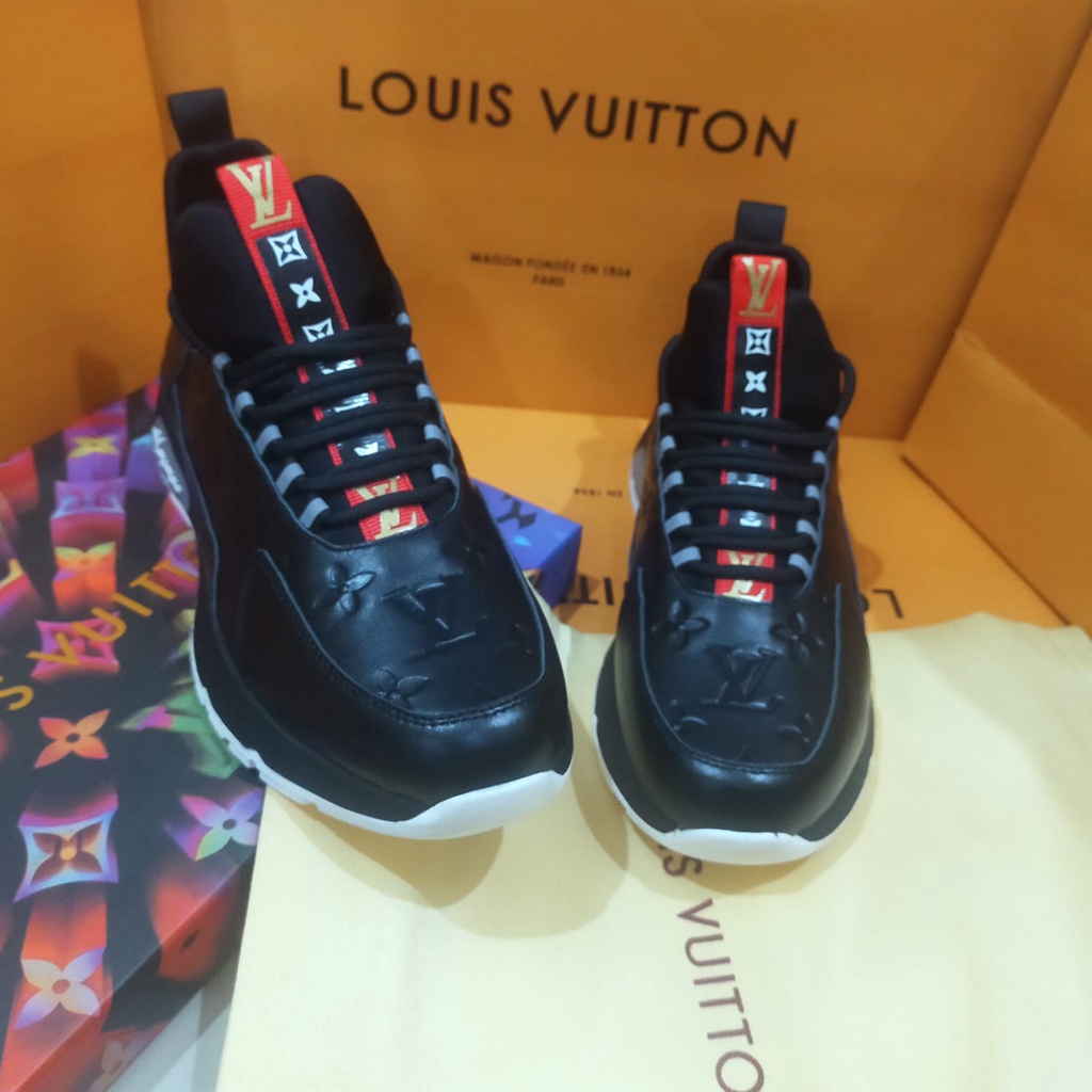 lv sneaker mirror quality sepatu pria kulit shoes cowo high end slip on tanpa tali