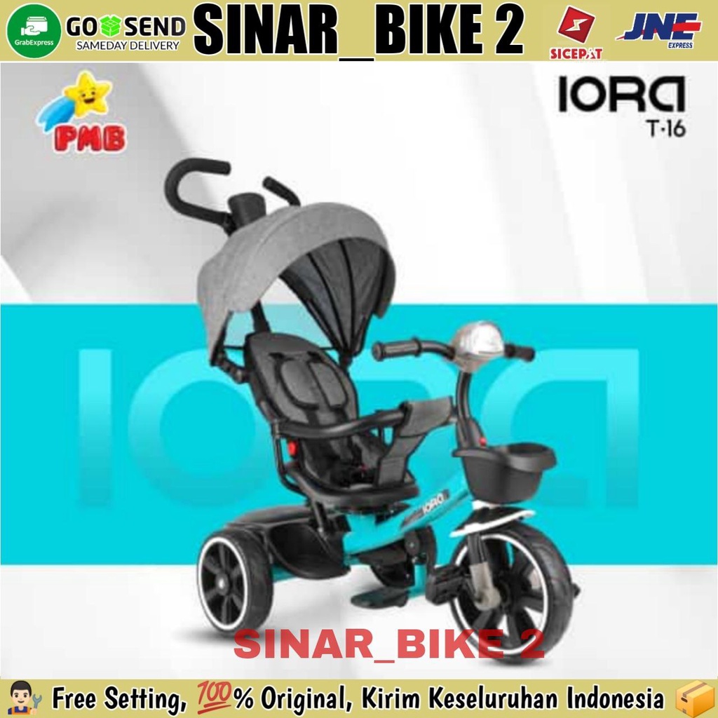 Sepeda Roda Tiga Iora T-16 Kursi Bisa Senderan &amp; T-15 Pmb Kursi Putar Tricycle Anak