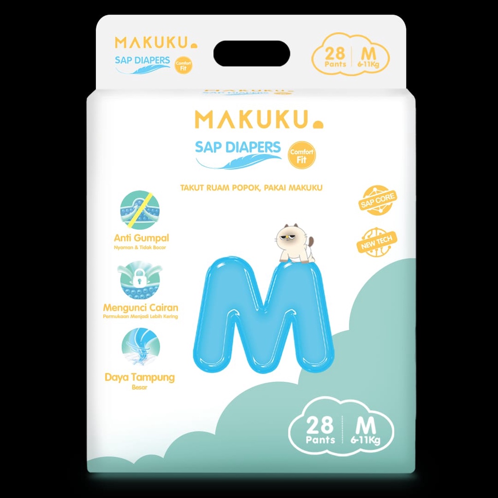 Makuku SAP Diapers Comfort Fit Pants NB32/S30/M28/L26/XL24/XXL22