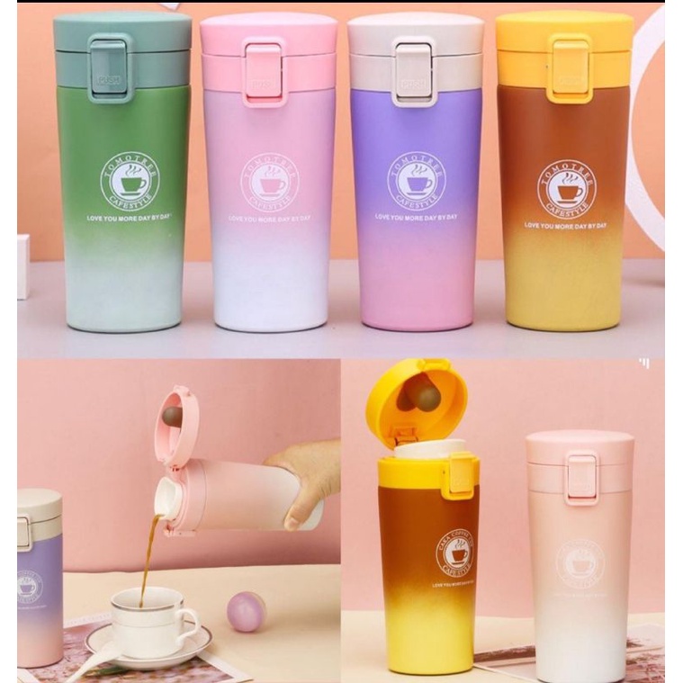 Termos air panas warna gradasi/termos kopi warna gradasi glossy doff