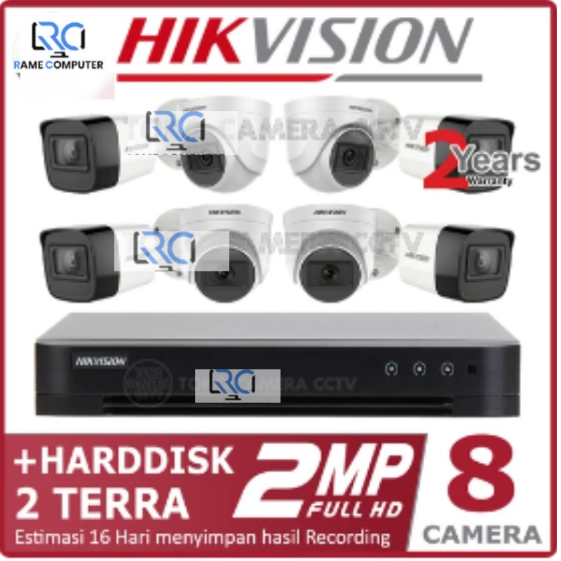 PAKET KAMERA  CCTV HIKVISION 2MP 8 CHANNEL HDD 2TB