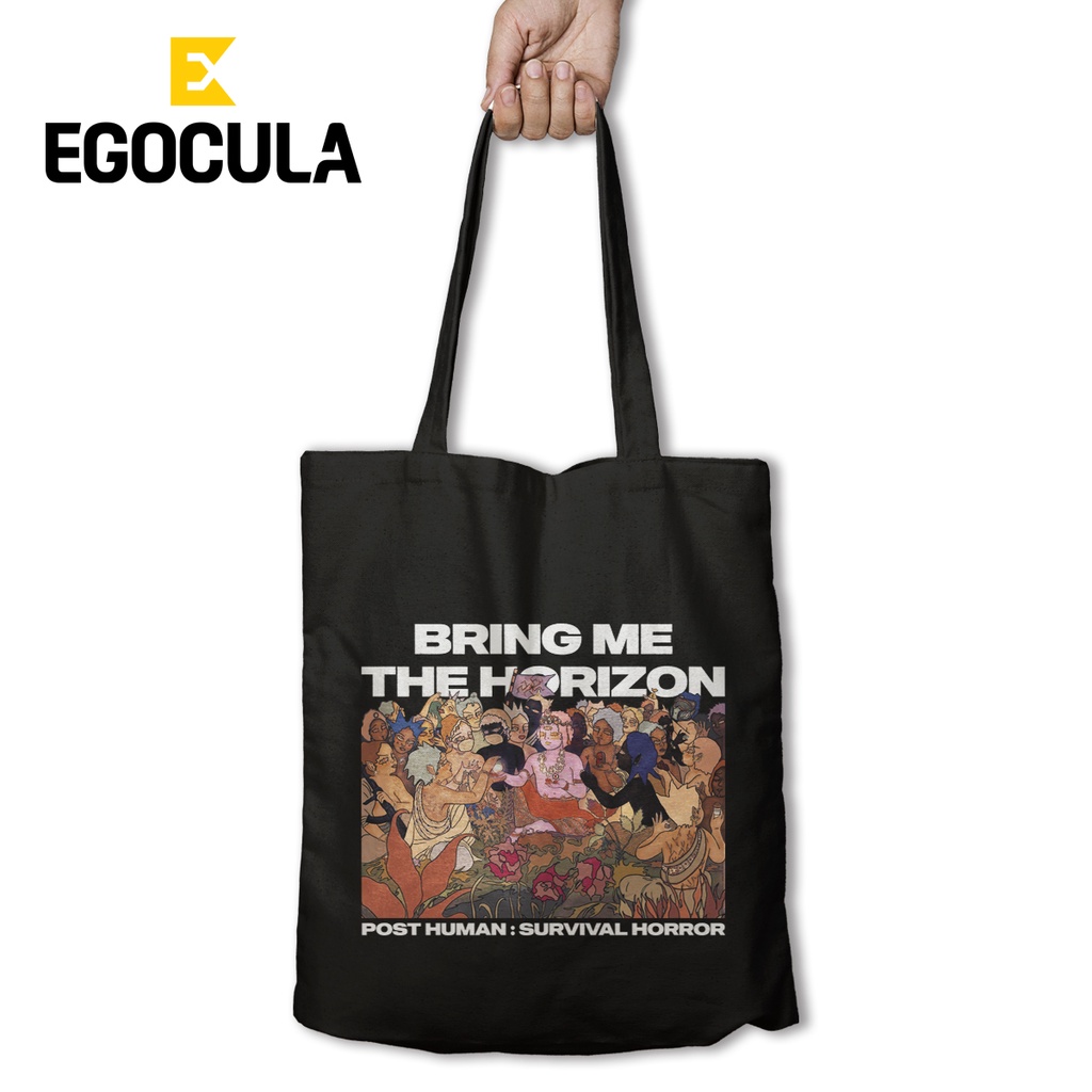 EGOCULA Tote Bag BMTH POST HUMAN SURVIVAL HORROR Pria Wanita Tas Jinjing Sekolah Kuliah Resleting 30x40