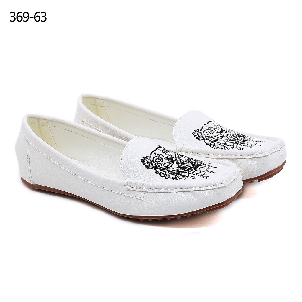 kz Leather Embroidery Flat Shoes 369-63 369-KZ