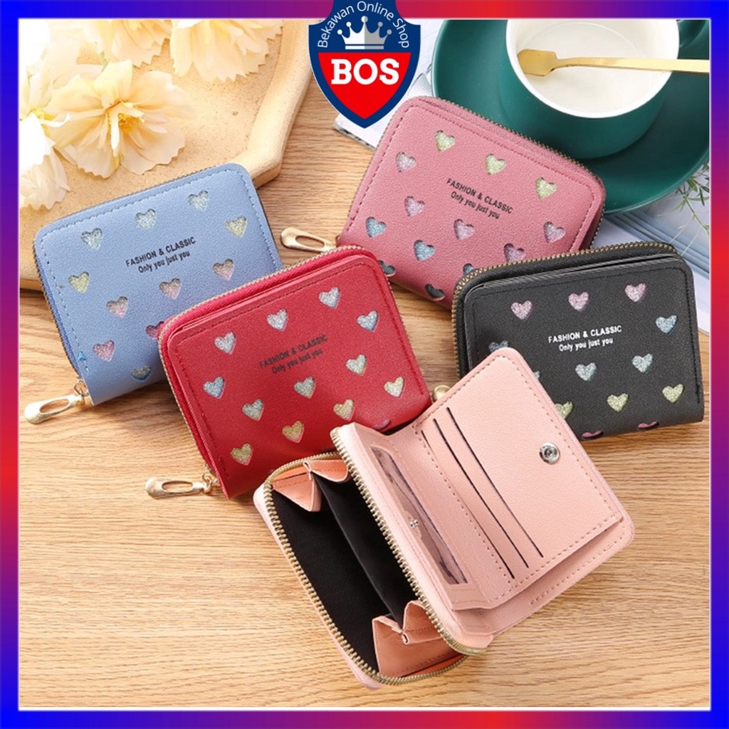 Market1688  Dompet Wanita Pendek Forever Memory Love Glitter 033 Dompet Wanita Mini Dompet Kartu Kec