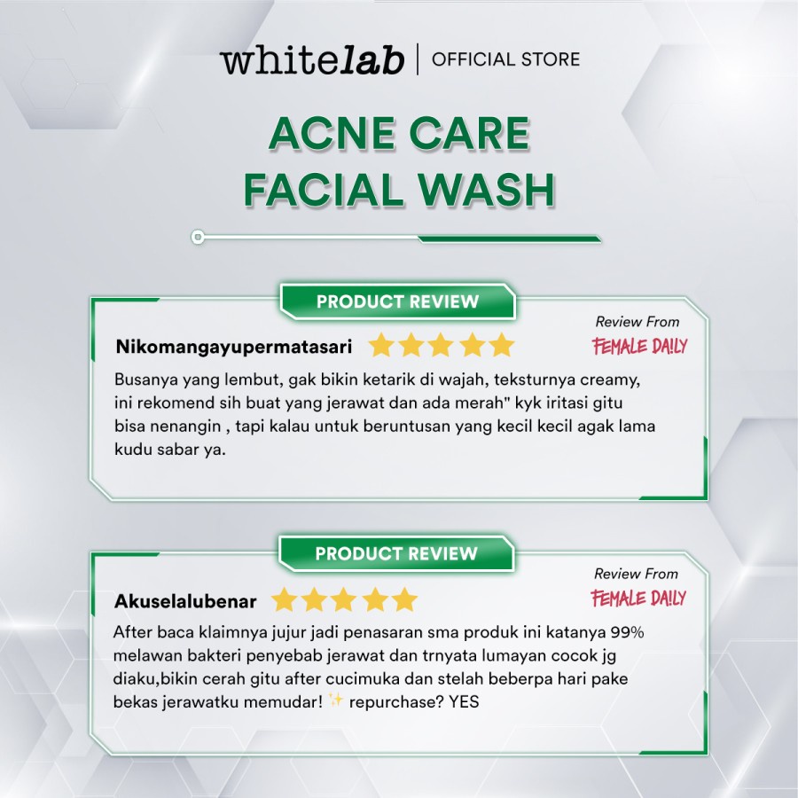 Bisa COD - Whitelab Acne Care Facial Wash - Sabun Cuci Muka Untuk Kulit Jerawat Kontrol Minyak Berlebih Anti Bakteri