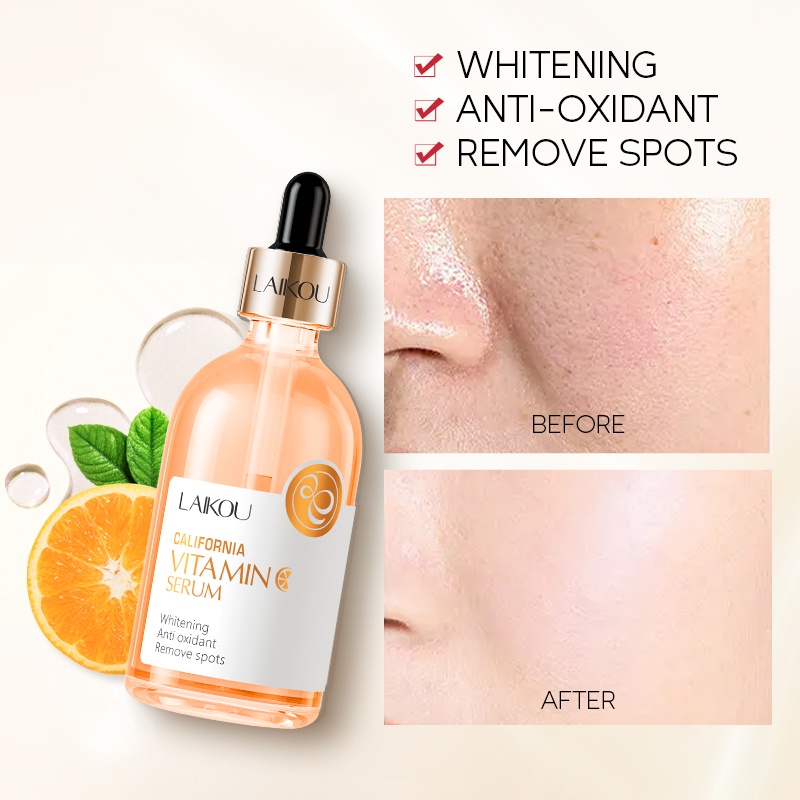 LAIKOU Vitamin C Serum 100ml Mencerahkan Mengencangkan Pori-pori Memudar Melanin Essence