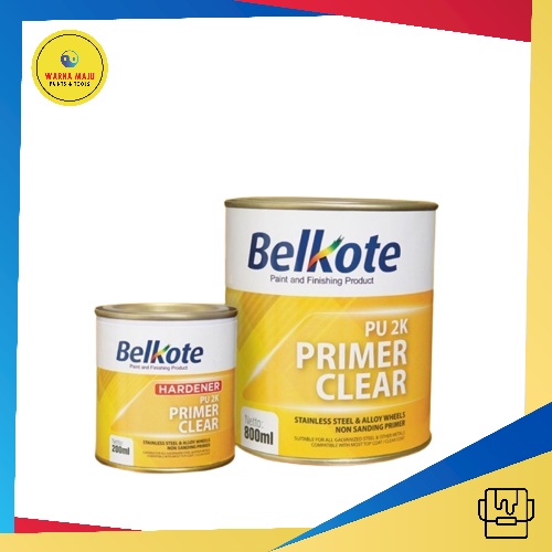Cat Velg Epoxy Belkote PU 2K Primer Clear + Hardener 1L Stainless Steel Alloy