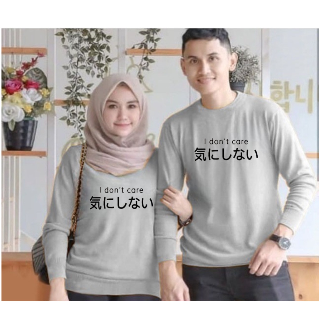 baju lengan panjang COUPLE i dont care / kaos distro trendy keren dan kekinian