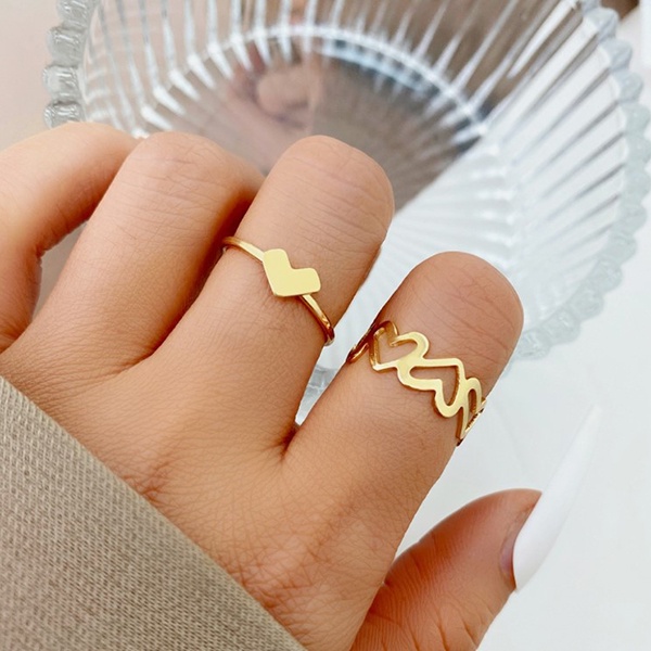 cincin set 2 pcs loves set rings jci096(1c3)