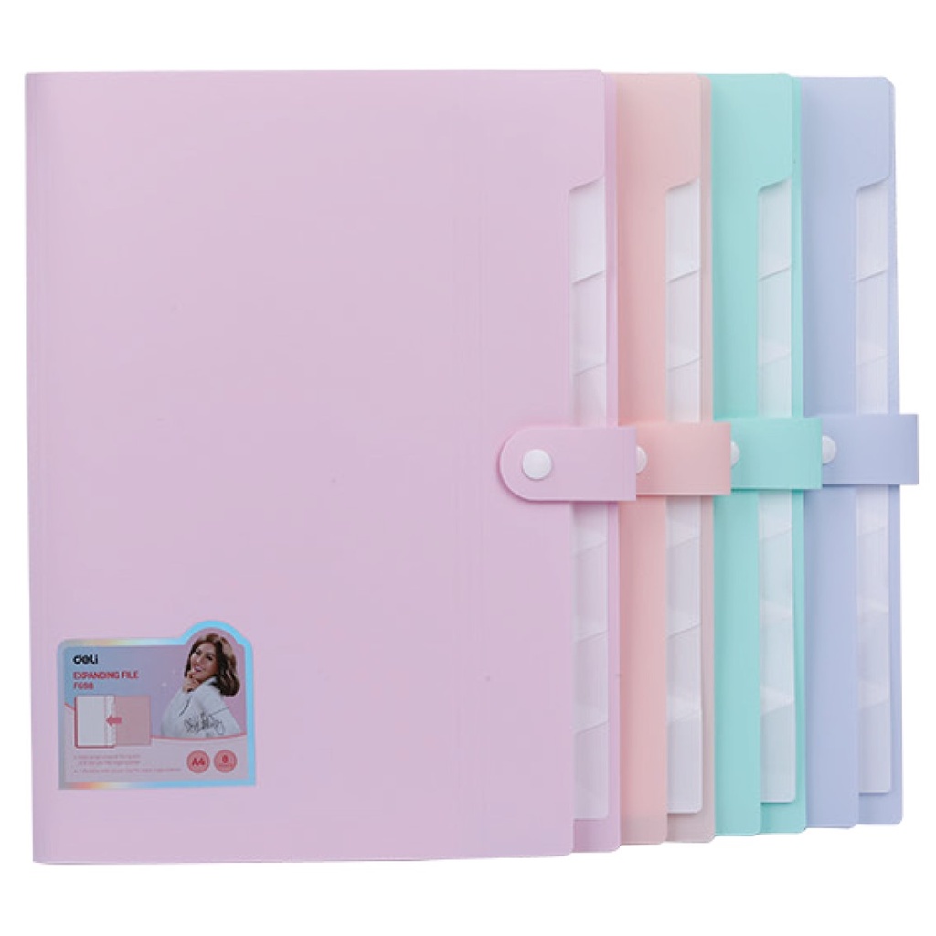 EXPANDING FILE A4 MAP SEKAT DOKUMEN DELI F698 WARNA PASTEL LUCU TAS ARSIP