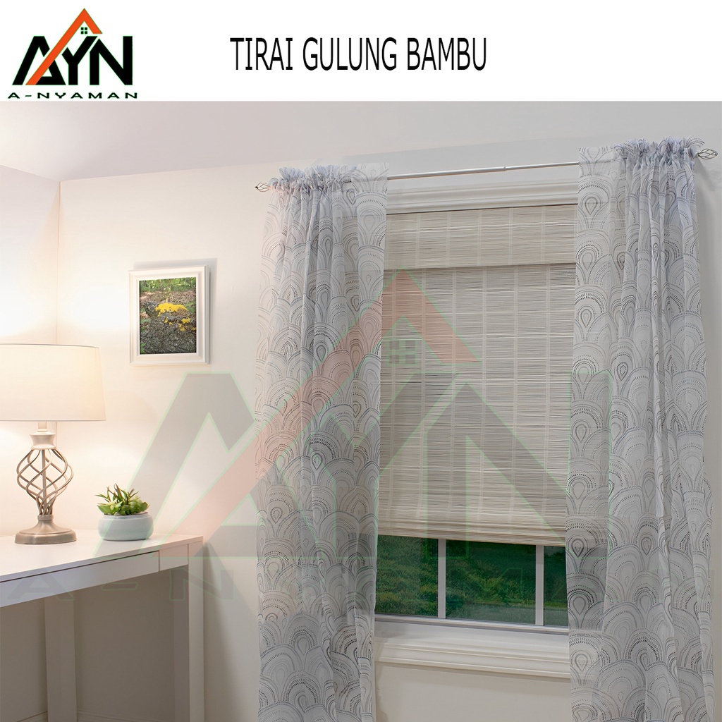 Tirai bambu polos dekorasi kamar jenedela ruang tamu dan lain lain