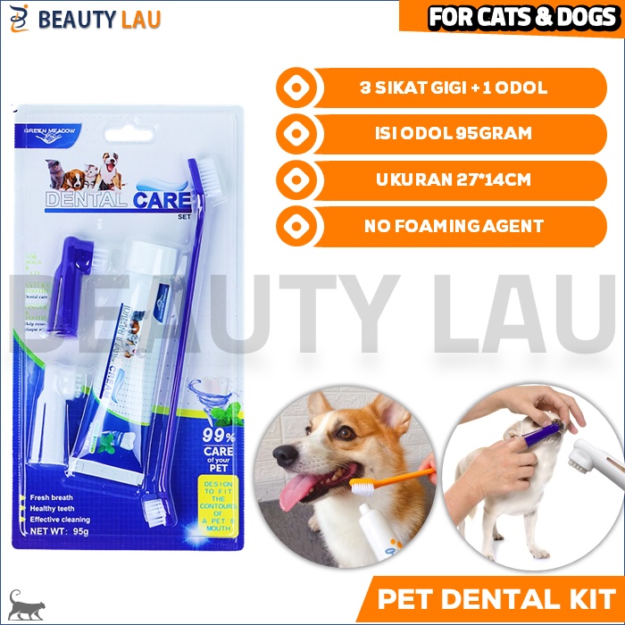 SIKAT &amp; ODOL PASTA GIGI KUCING ANJING 1SET PET DENTAL GEL PET TOOTHBRUSH PERAWATAN GIGI KUCING ANJING HEWAN