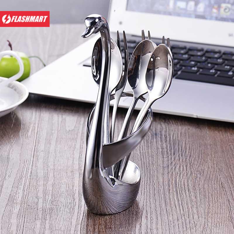 Flashmart Sendok Garpu Elegant Swan Flatwares Base Stainless Steel - NP311