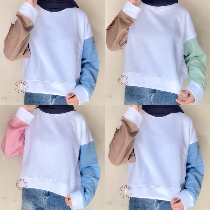 SWEATER CROP OVERSIZE COMBI COLOR