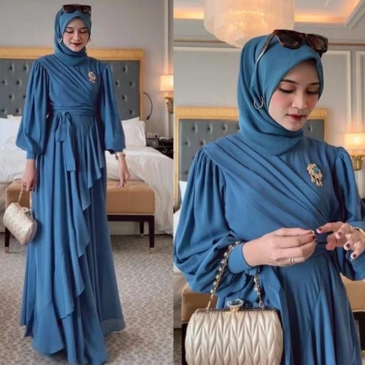 Terlaris Today Meyhira Dress / Gamis Ceruty Babydoll Full Puring Terbaru / Pakaian Fashion Wanita Mu
