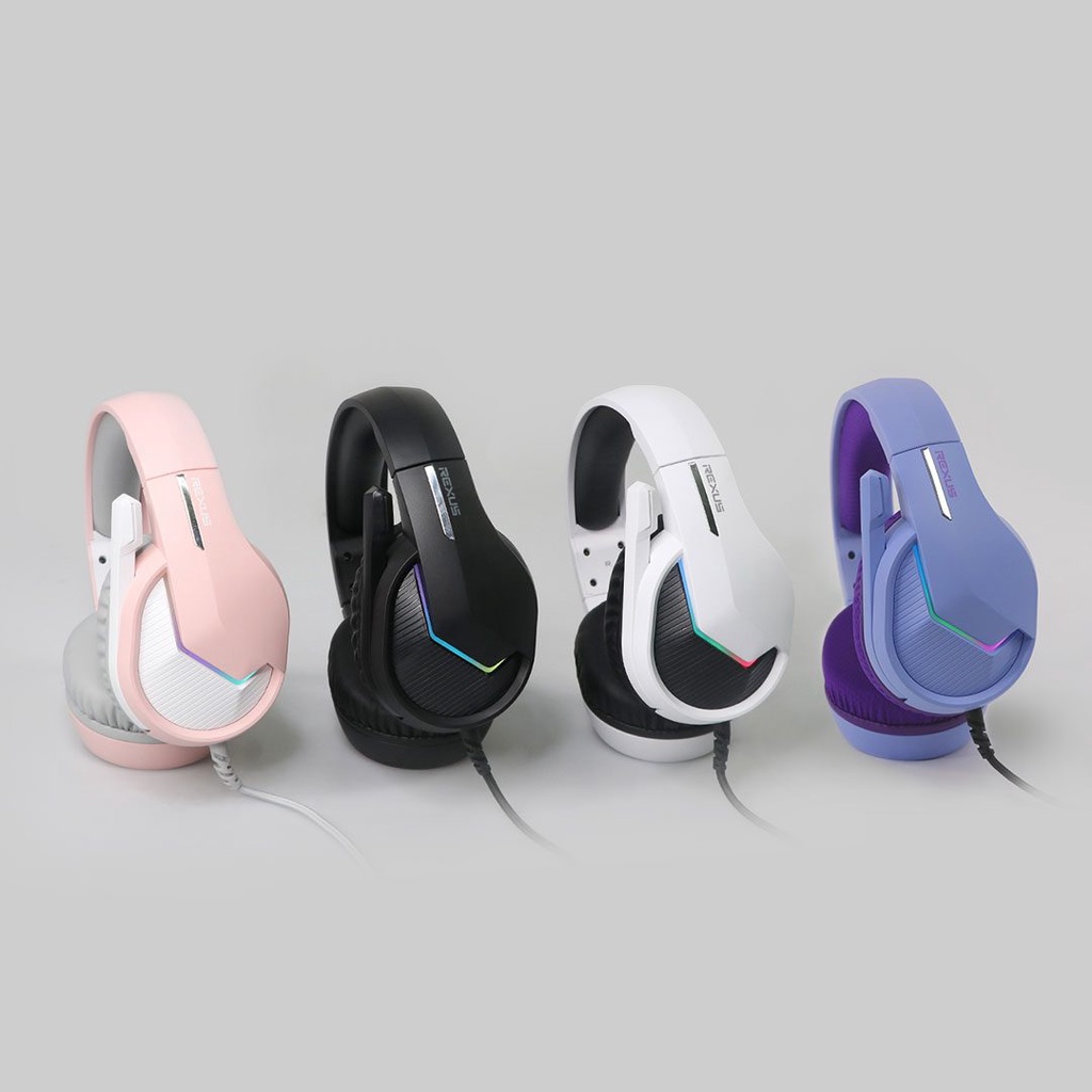 HEADSET HEADPHONE GAMING GAME PC RGB LED REXUS VONIX F80 FREE SPLITTER AUDIO