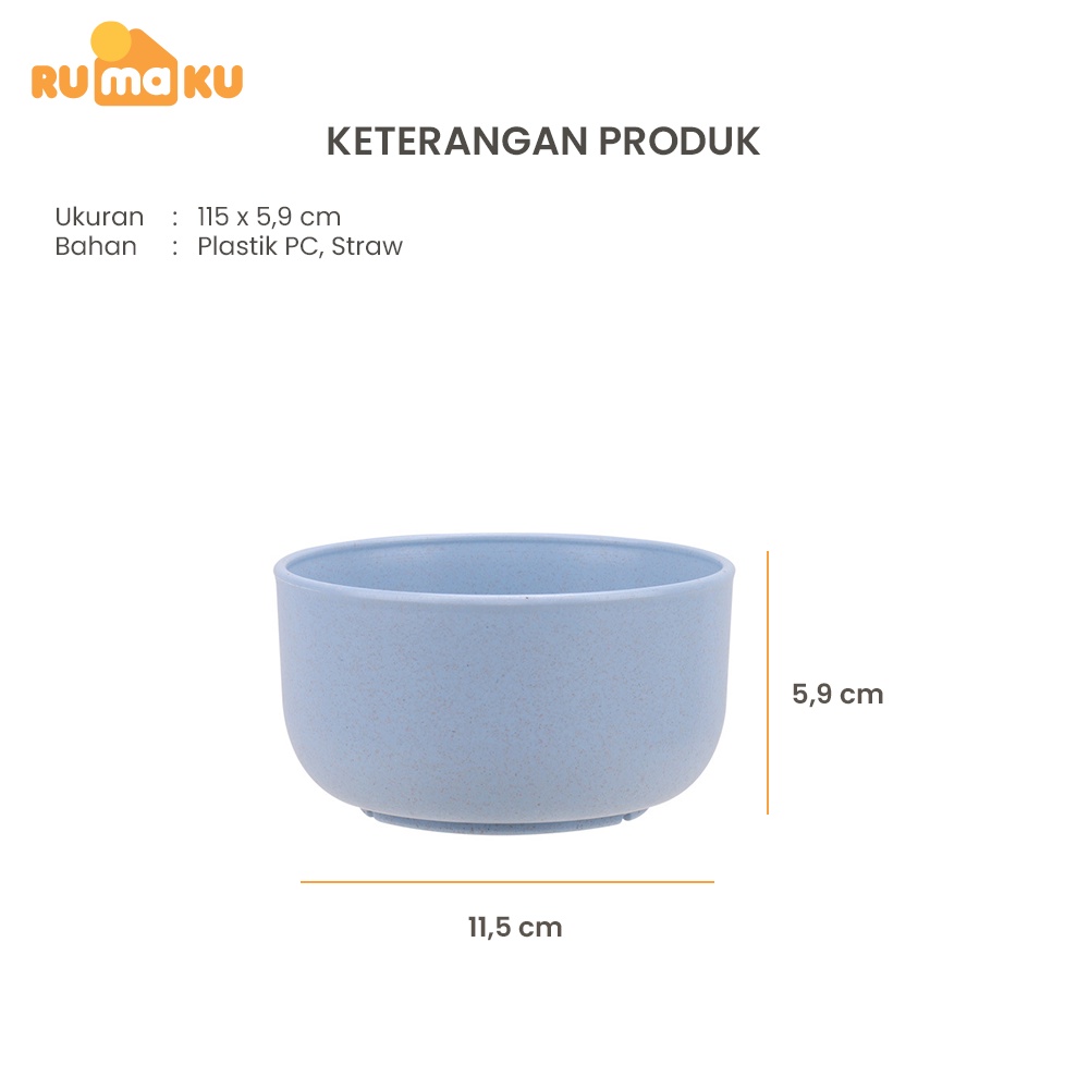 Rumaku Mangkuk Sup Serat Gandum Jerami Wheat Straw Bowl Bahan Eco Friendly Tahan Panas Microwave