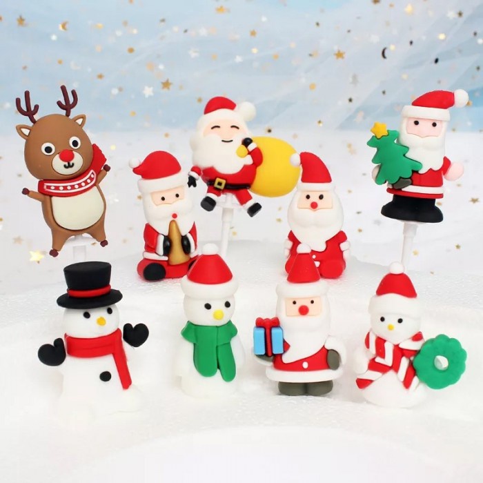 Hiasan Kue Natal Santa Snowman Cake Topper Christmas Pohon Natal Xmas Decoration Christmas Tree Wreath Mistletoe Pudding Cupcake Hiasan Pita Babymaniashop