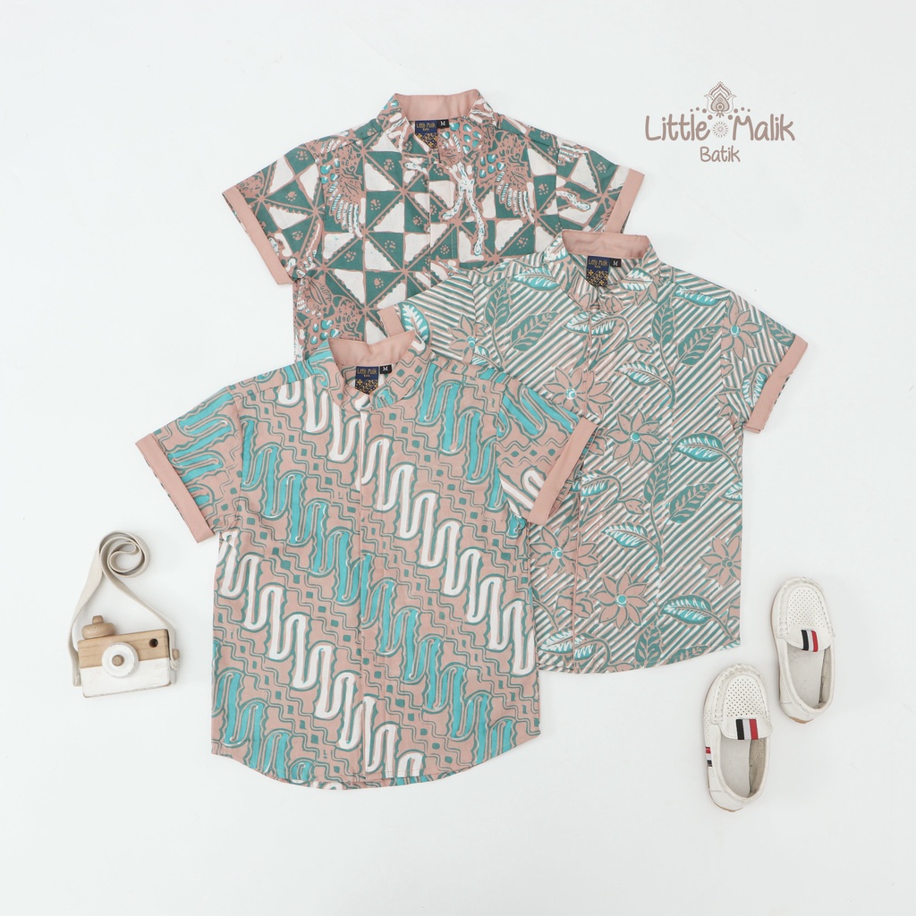 Kemeja Batik Anak Lengan Pendek By Little Malik Batik, Cap Solo